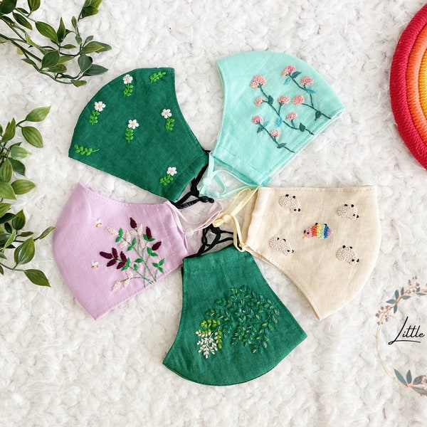 EMBROIDERED FACE MASKS | 3 Layered Premium Quality, Washable Face Masks with Filters Pocket, and Adjustable Elastics