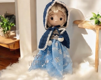 Crochet Snow Queen Doll with Removable Cloak