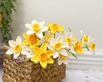 Handmade Crochet Daffodil Bouquet-Crochet Flower Decoration -Knitted Flower Home Decoration-Crochet Flower Decoration- Daffodilly Flower