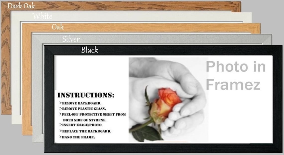 Panoramic Sizes Picture Frames Photo Frames Black White Oak - Etsy UK