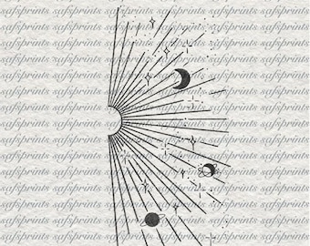 Zon, maan, sterren en planeten - Tattoo Flash-ontwerpen