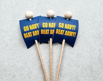 Go Navy Beat Army Favor Flags, Cupcake Toppers