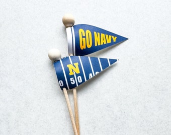GO NAVY Cheer Football, Favor Flags, Cupcake Toppers