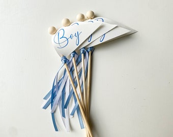 Baby Boy Announcement Flags, Treat, or Cupcake Toppers, Party Picks