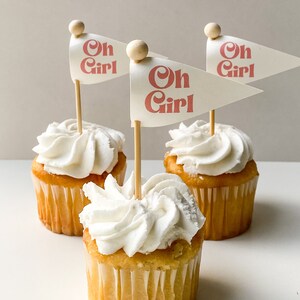 Retro Oh Girl Announcement Favor Flags, Baby showers, sprinkles image 4