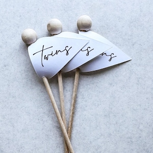 Twins Baby Shower Cupcake Toppers: Gender Reveal Party Decor