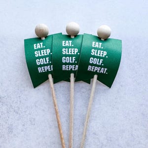 Golf Flag Cupcake Toppers – “Eat. Sleep. Golf. Repeat.”