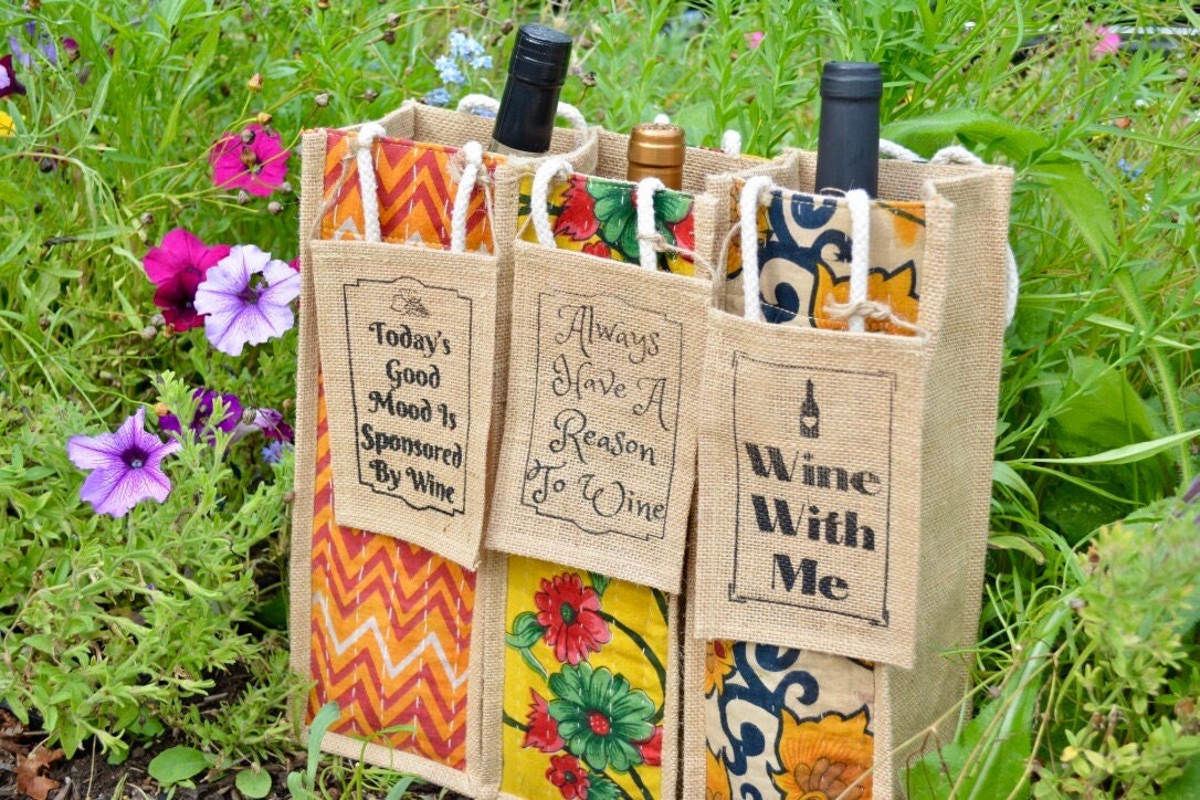 Jute Wine bag pack of 10 bags Etsy