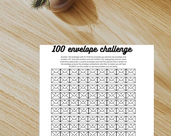 Rastreador de ahorro imprimible de 100 sobres, ahorra 5000 dólares, objetivo de ahorro, rastreador de ahorros, desafío financiero, descarga instantánea