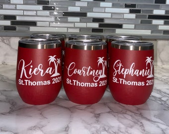 Vasos de vino personalizados, Vasos de viaje para niñas, Vaso de despedida de soltera