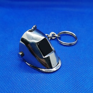 Stainless Steel Modern Welding Helmet Keychain
