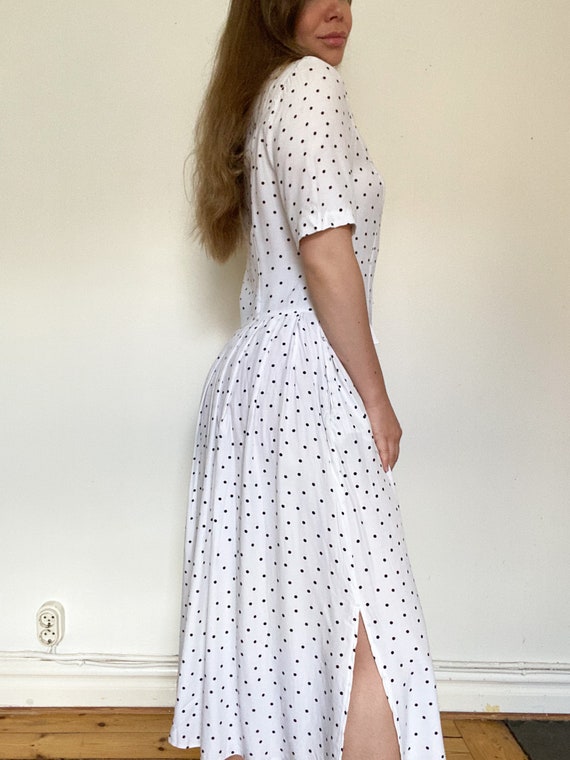 1980’s White Polkadot Dress Size S-L True Vintage - image 10