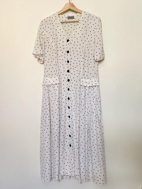 1980’s White Polkadot Dress Size S-L True Vintage - image 3
