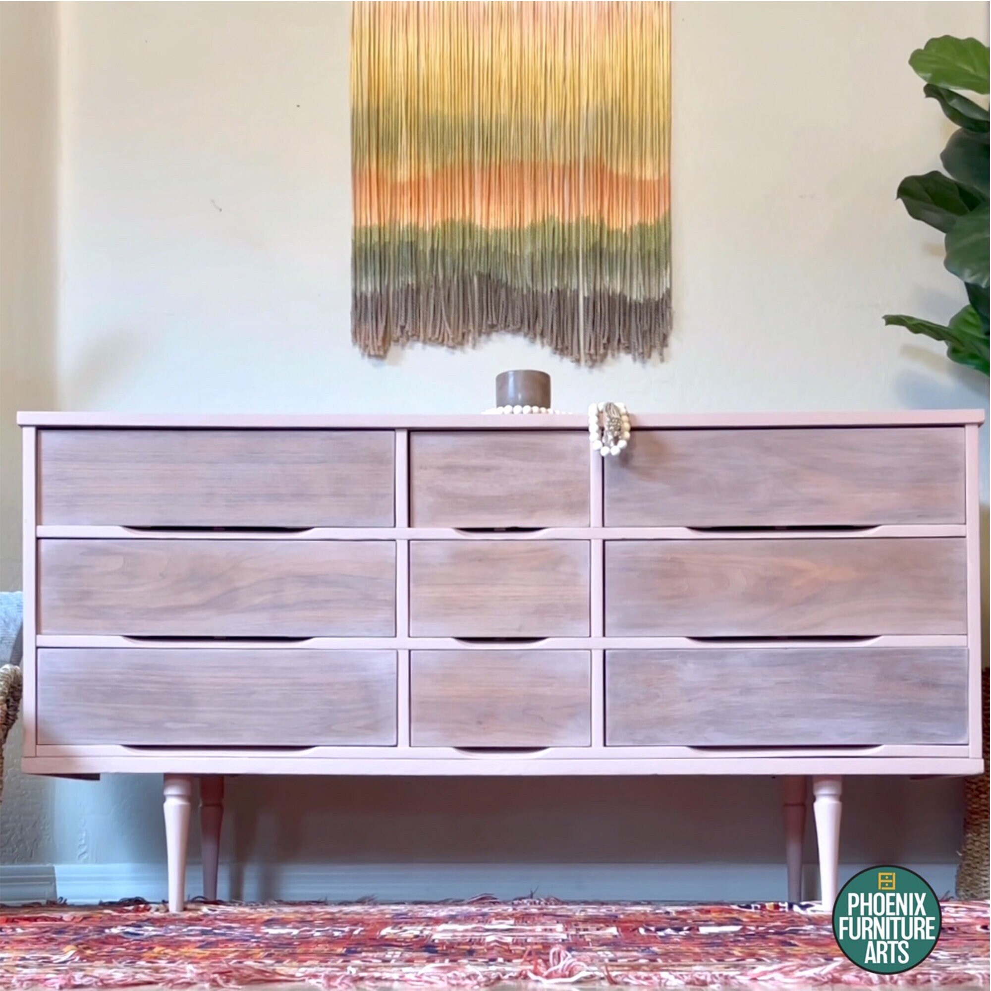 mid century boho dresser Arched Boho 6-Drawer Dresser | Natural Oak & Walnut Storage