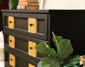 boho black dresser Laintene 6 Drawer Dresser for Bedroom, 53" Wide Dressers & Chest of Drawers, Boho Fluted Dresser with Wave Panel Design, Modern Storage Dressers