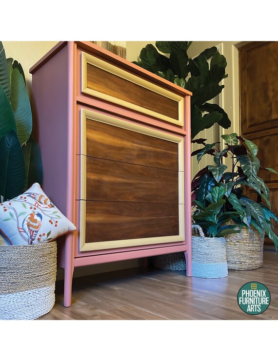 original mid century modern dresser Refinished Mid-Century Modern Stanley Walnut Dresser Highboy Chest of Drawers With Original Brass Hardware