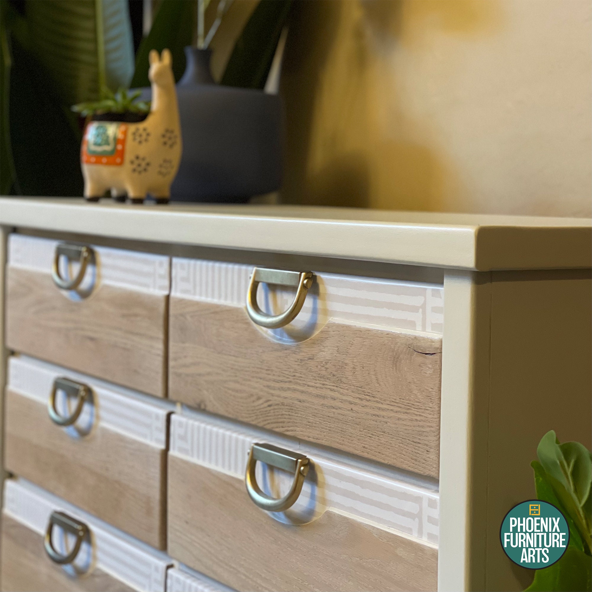 white bohemian dresser Patty White Rattan 6 Drawer Dresser