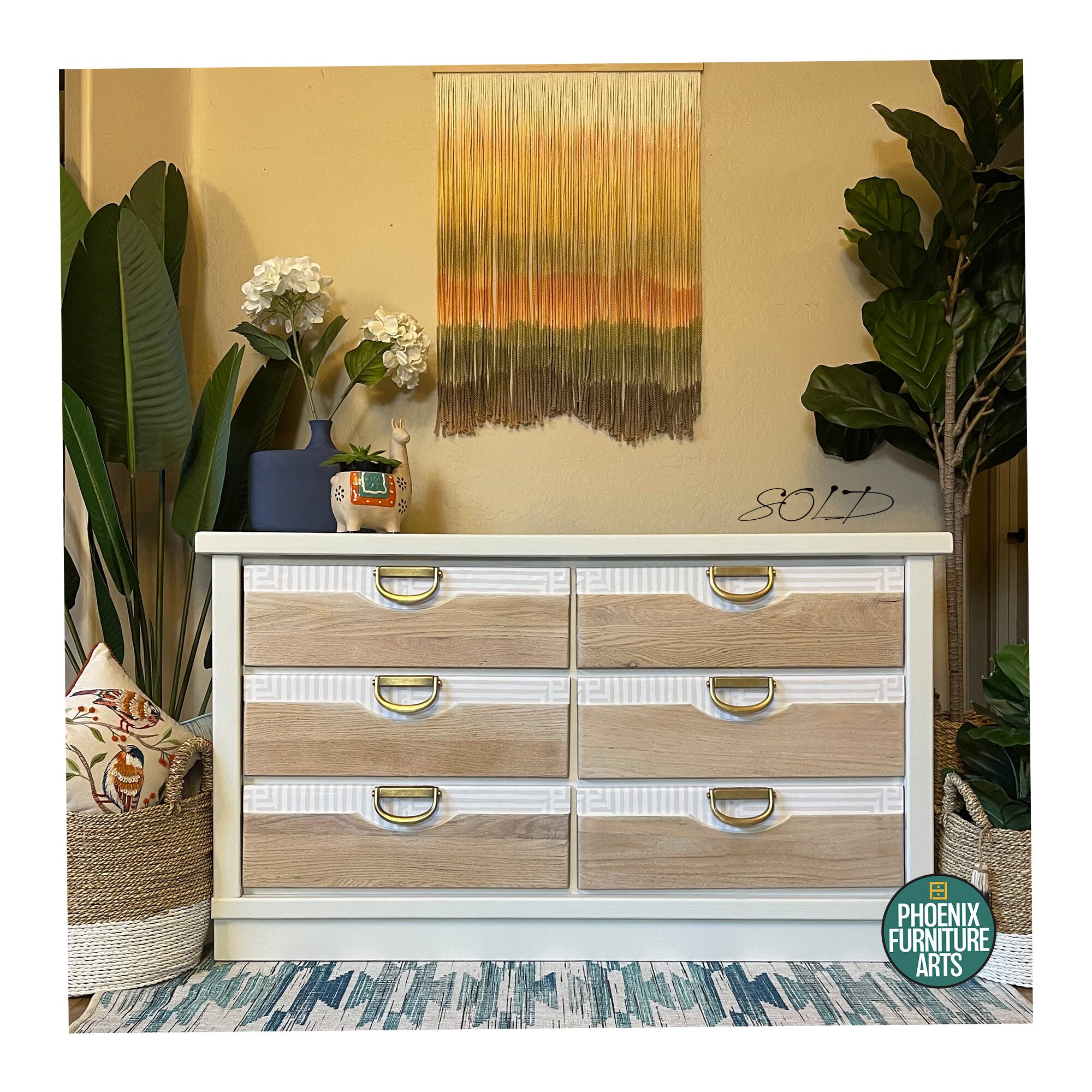 White bohemian dresser deals