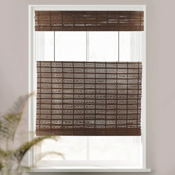 spotblinds Top Down Bottom Up Natural Woven Wood Custom Made Cordless Roman Shades for Windows -  Choose Color, Size, & Mount Type!
