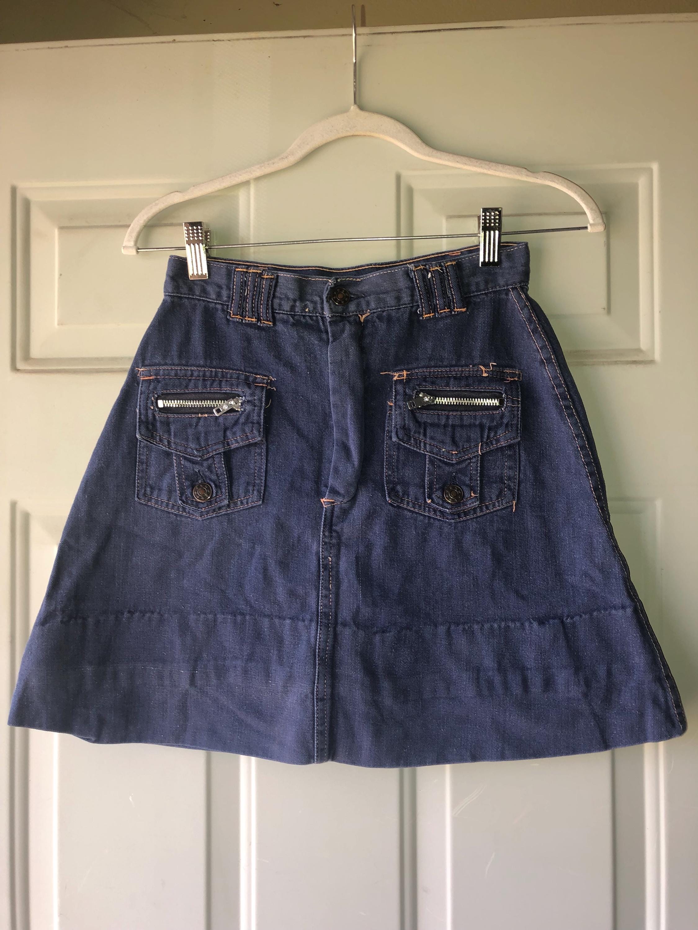 Pleated Skirt Kmart Denim Mini Skirt Vintage 70's Kmart Denim A