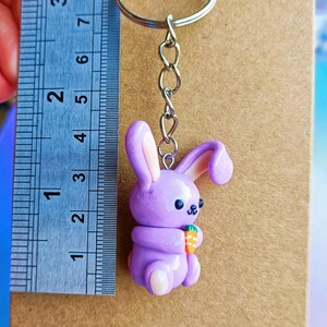 Kawaii Polymer Clay Rabbit Charm Key Chain Colours Vary - Etsy