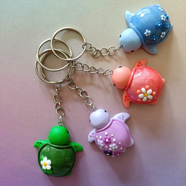 Porte-clés tortue kawaii porte-clés pâte polymère