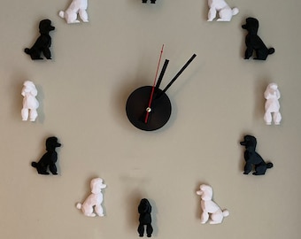 Wall Clock 3D Poodle Truly Unique Super Cute Gift for Poodle Lovers