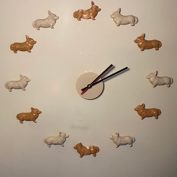 Wall Clock 3D Corgi Truly Unique  Super Cute Gift for Corgi Lovers