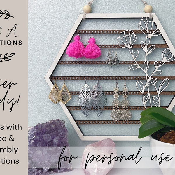 DIGITAL FILE - Floral Earring Holder Organizer Designed for Glowforge (personal use only) - SVG glowforge file