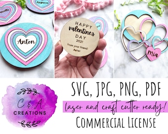 DIGITAL FILE - Personalized Party Favor Heart Puzzle SVG Laser Cutting Files Designed for Glowforge (with commercial use license)