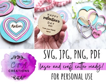 DIGITAL FILE - Personalized Party Favor Heart Puzzle SVG Laser Cutting Files Designed for Glowforge (for personal use)