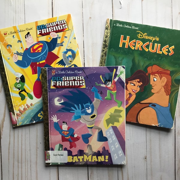 Set Little golden book  Batman, Superman , Hercules, Little Golden Children's Book lot sale Heros