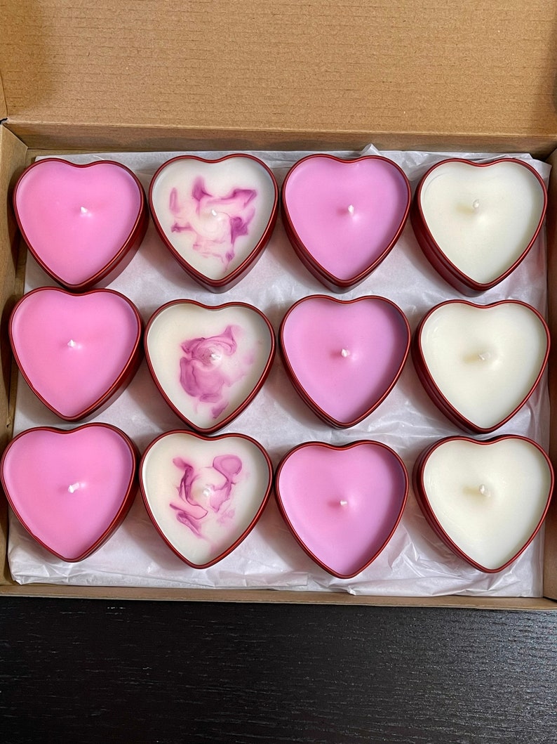 Mini Heart Candles Heart Shape Tins 1 Oz Etsy