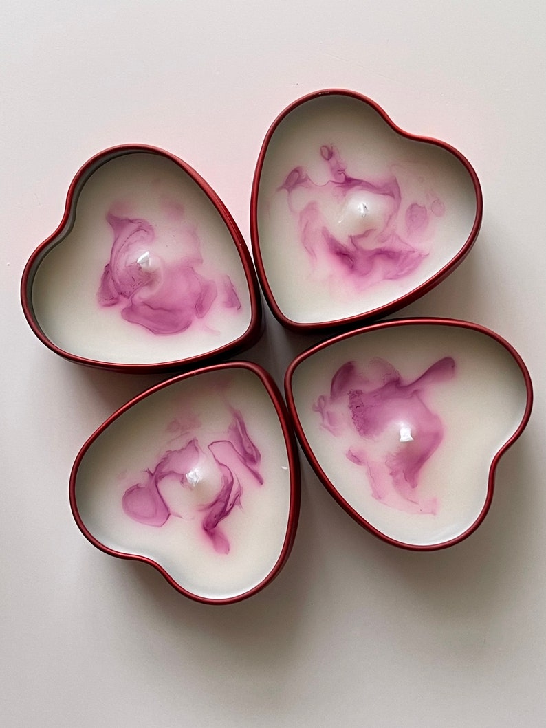 Mini Heart Candles Heart Shape Tins 1 Oz Etsy