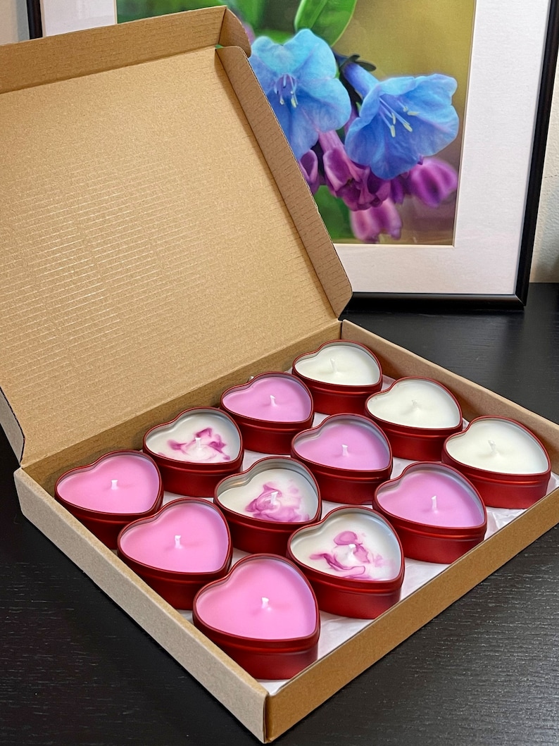 Mini Heart Candles Heart Shape Tins 1 Oz Etsy