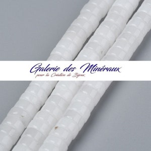 JADE  Blanc  gemme pierre naturelle en lot perles heishi rondelles en 6mm : création bijoux & loisirs créatifs