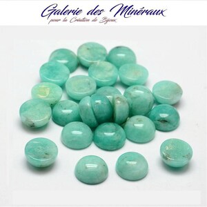 AMAZONITE  gemme pierre naturelle en cabochon à dos plat et en  rond en 8mm 10mm et 12mm : création bijoux, macramé et loisirs créatifs