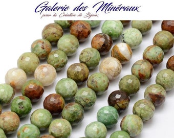 OPALE VERT  gemme pierre fine naturelle en lot de perles rondes à facettes en 6mm 10mm : création bijoux & loisirs créatifs