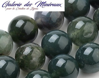 MOSS AGATE gemstone natural fine stone in batch of round beads in 6mm 8mm 10mm: jewelry creation & creative hobbies