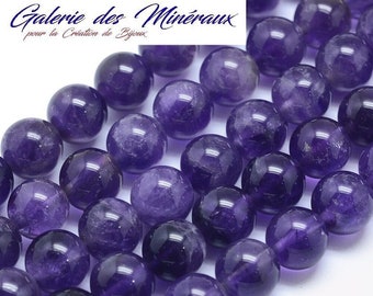 AMETHYSTE gemme pierre fine naturelle en lot de perles rondes   en 6mm 8mm 10mm : création bijoux & loisirs créatifs