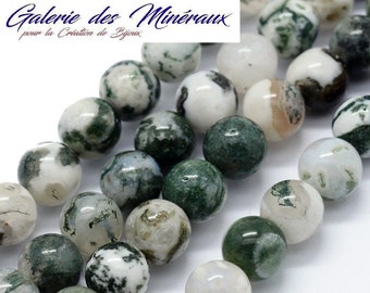 TREE AGATE gem natural fine stone in batch of round beads in 6mm 8mm 10mm: jewelry creation & creative hobbies