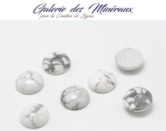 HOWLITE  gemme pierre fine naturelle en cabochon rond en 8mm et 18mm : création bijoux, macramé et loisirs créatifs