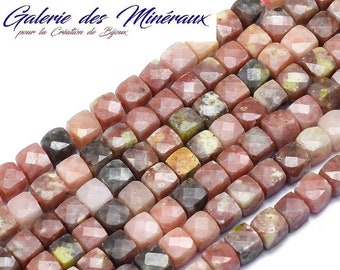 JADE Fleur de Prune  perle naturelle en lot de perles cubes à facettes en 6mm : idéale pour la création de bijoux et loisirs créatifs