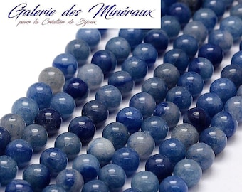 BLUE AVENTURINE gem natural fine stone in batch of round beads in 6mm 8mm 10mm: jewelry creation & creative hobbies