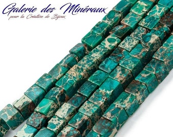 IMPERIAL JASPER Grüne Naturperle im Set aus 7mm Würfelperlen: ideal zum Schmuckmachen und für kreative Hobbys