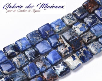 JASPE  IMPERIAL  BLEU perle naturelle en lot de perles carrées   en 10mm : idéale pour la création de bijoux et loisirs créatifs