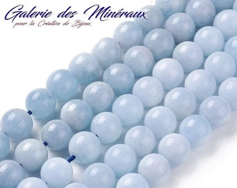 Aquamarine natural stone beads, gemstone beads in bulk, round natural beads 6mm 8mm 10mm: DIY jewelry making supplies