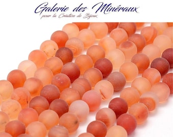 CORNALINE  Mat Givré gemme pierre fine naturelle en lot de perles rondes   en 6mm 8mm 10mm : création bijoux & loisirs créatifs