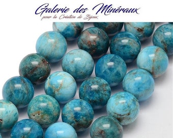 APATITE  gemme pierre fine naturelle en lot de perles rondes lisses en 6mm 8mm 10mm : création bijoux & loisirs créatifs