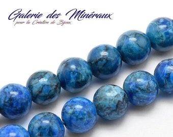 JASPE  MARBRE  Bleu gemme pierre fine naturelle en lot de perles rondes   en 6mm 8mm : création bijoux & loisirs créatifs